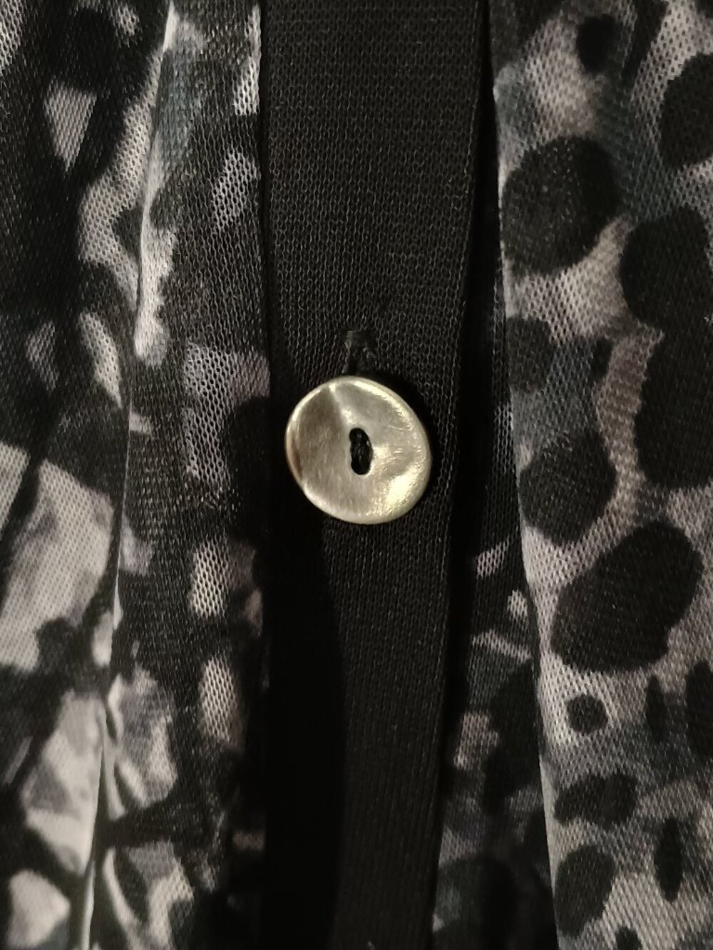 Susan Graver 2X Black Gray Animal Print Button Front Cardigan Sheer Stretch Plus - Picture 6 of 7